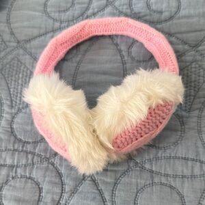 Cozy Pink and White Kids Earmuffs